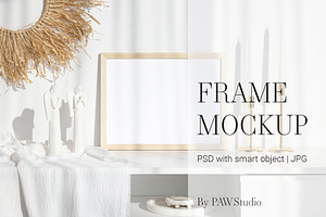 Wooden Photo Frame 4x3 Mockup