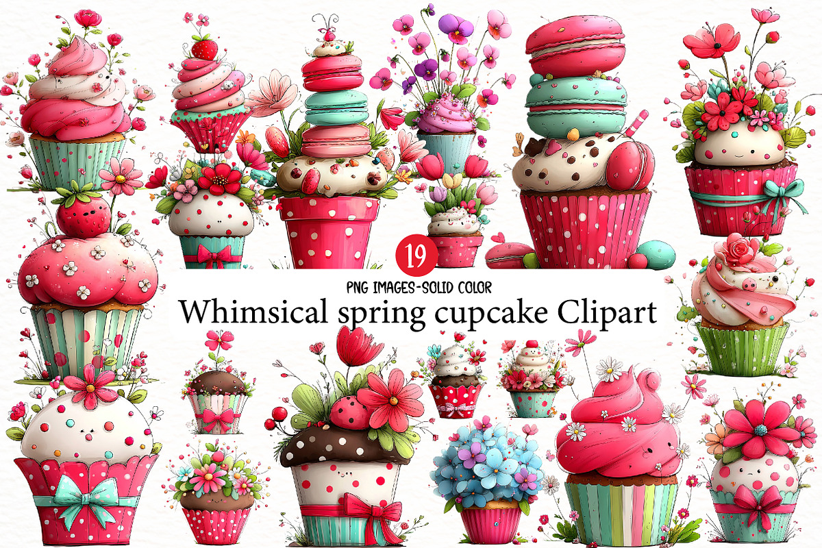 Whimsical spring cupcake Clipart, an Illustration by Designworld (Photo 1 of 6)