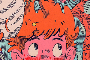 A redheaded kid playing with toys, a Person Illustration by Sybillla
