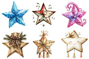 Christmas stars Clipart, an Illustration by Watercolor design (Thumbnail 2 of 4)