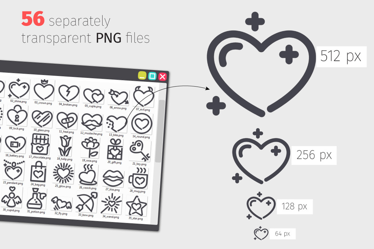 Valentine Line Icons Set, an Outline Icon by Voysla's Shop (Photo 3 of 4)