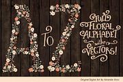 Peach Floral Alphabet Vectors & PNGs, an Illustration by Amanda Ilkov (Thumbnail 2 of 5)