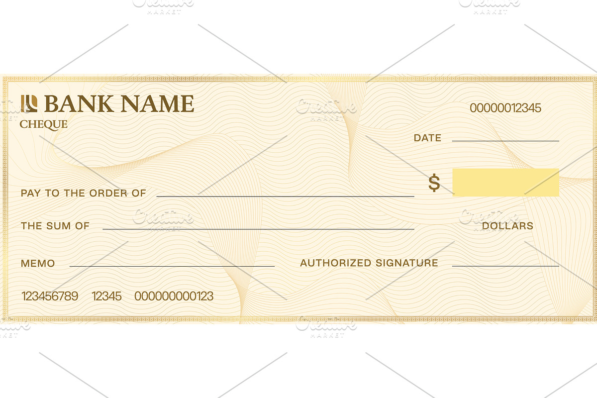Cheque template with watermark, a Finance Illustration by Buch&Bee