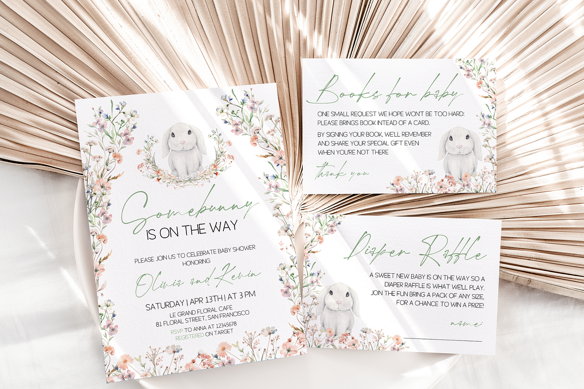 Spring Rabbit Baby Shower Bundle, an Invitation Template by Digital_Mind (Photo 7 of 9)