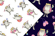 Fitness & Yoga Cats clipart set, an Animal Illustration by Valin Malin (Thumbnail 11 of 14)