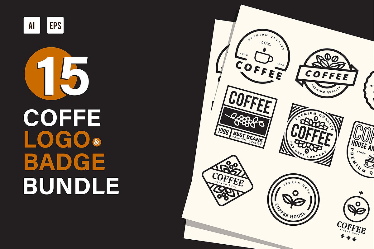 15 coffee logo design bundle, a Branding & Logo Template by grindstudio (Photo 1 of 5)