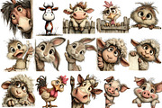 Quirky Peeking Farm Animals Clipart, an Illustration by OK Design (Thumbnail 3 of 6)