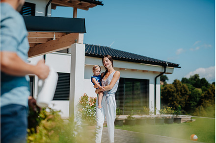 Joyful family moment in backyard, a Nature Photo by HalfPoint