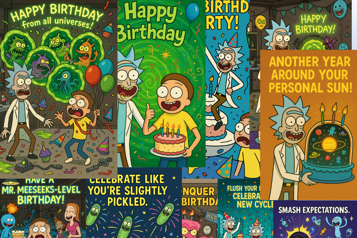 Rick and Morty Birthday Cards Bday, an Illustration by IconValue (Photo 1 of 14)