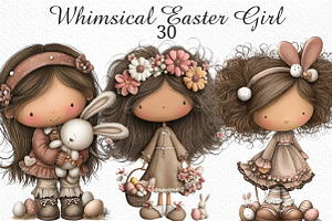 Whimsical Easter Girl Clipart Png, an Illustration by Craft Nest
