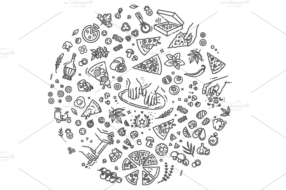Italian Traditional Pizza Vector, a Food Illustration by Tettygreen (Photo 1 of 3)
