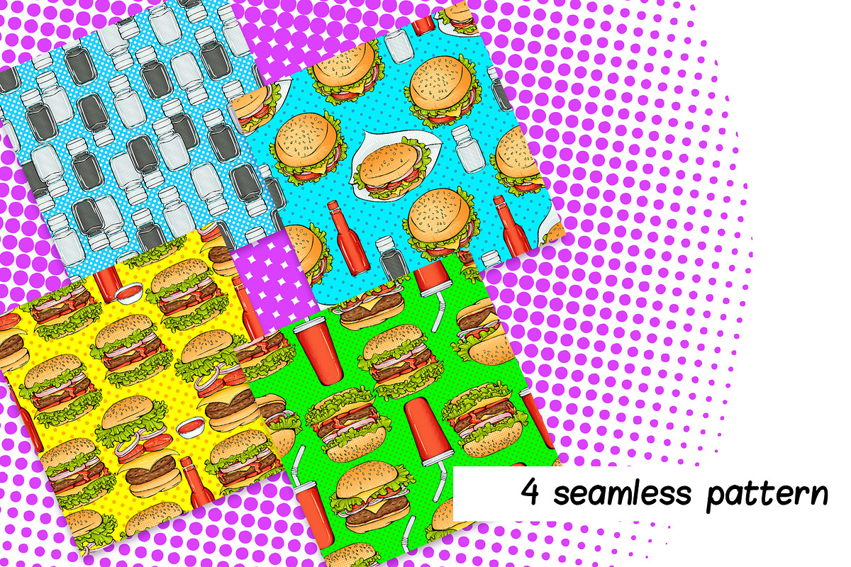 Burgers Collection in Pop Art style, a Food Illustration by ennona_art (Photo 6 of 10)