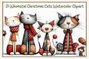 Whimsical Christmas Cats Watercolor, an Illustration by cherrydesign (Thumbnail 1 of 3)