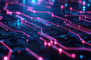 Intersecting glowing neon lines symb, a Photo by Iftikhar Alam