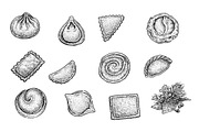 Pelmeni Set, a Food Illustration by Eugenia Hauss Design (Thumbnail 2 of 2)