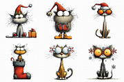 Quirky Christmas Cat Clipart, an Illustration by Libby Wishes (Thumbnail 4 of 9)