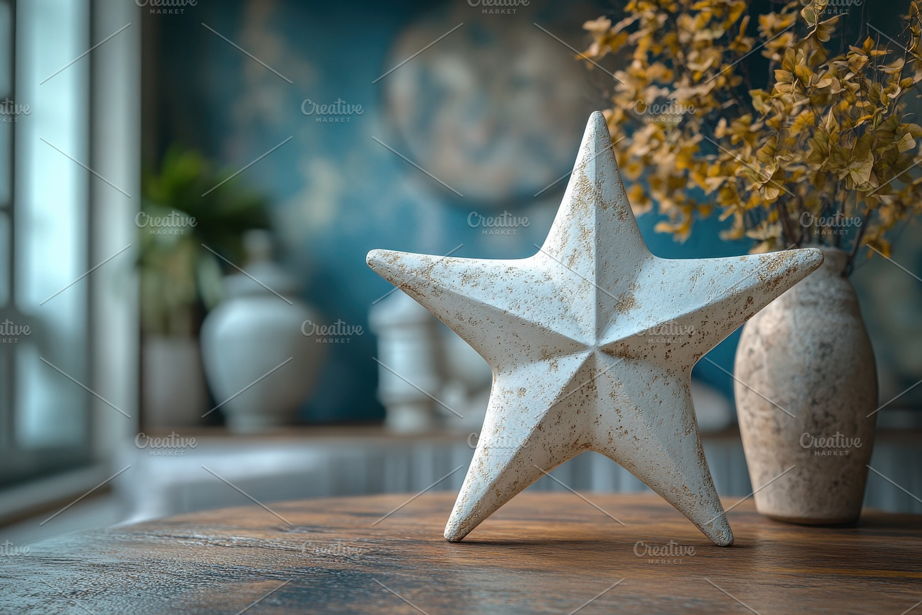 Star-shaped decorative object positi, a Photo by Tanuart