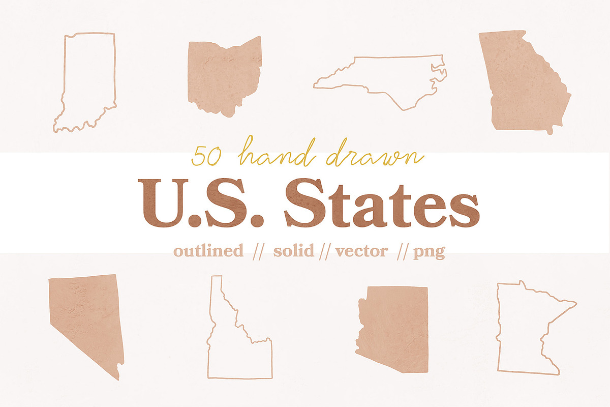 US State Illustration Vector Pack, an Illustration by Wildflower June