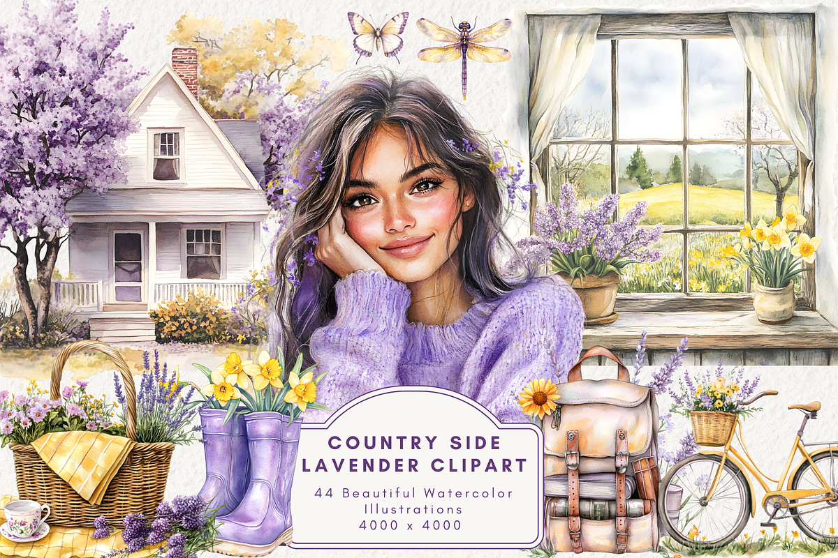Countryside Lavender Clipart, an Illustration by NadiaTheronArt (Photo 1 of 4)