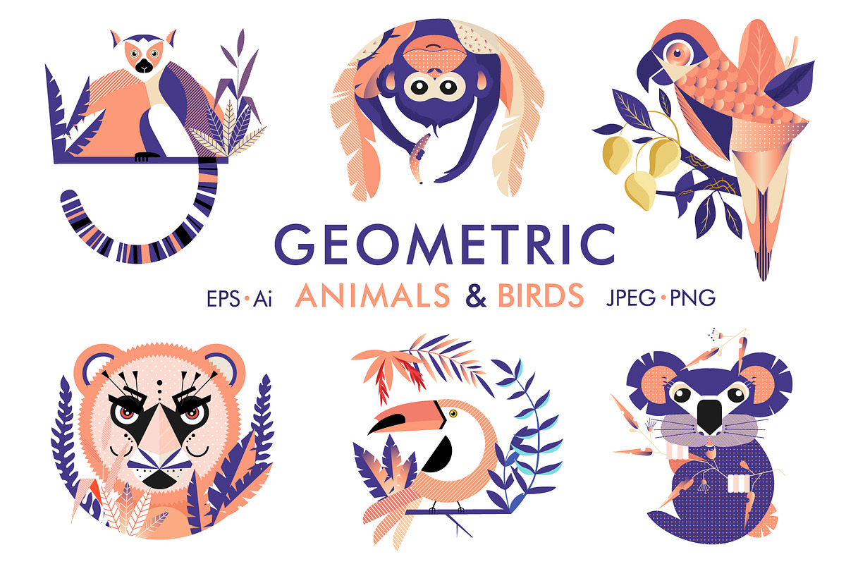 Geometric animals and birds, an Animal Illustration by TashaDraw (Photo 1 of 10)
