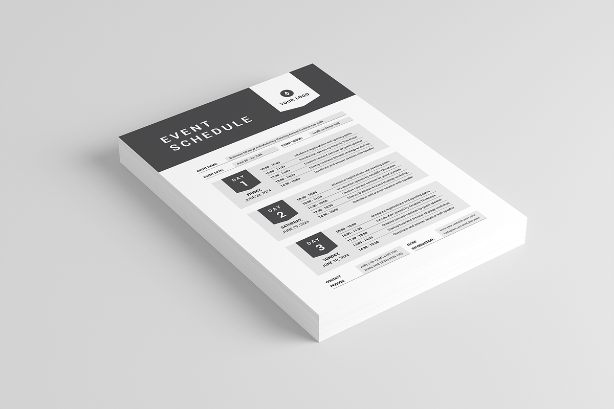 Event Schedule | MS Word & Indesign, a Stationery Template by Leaflove (Photo 2 of 5)