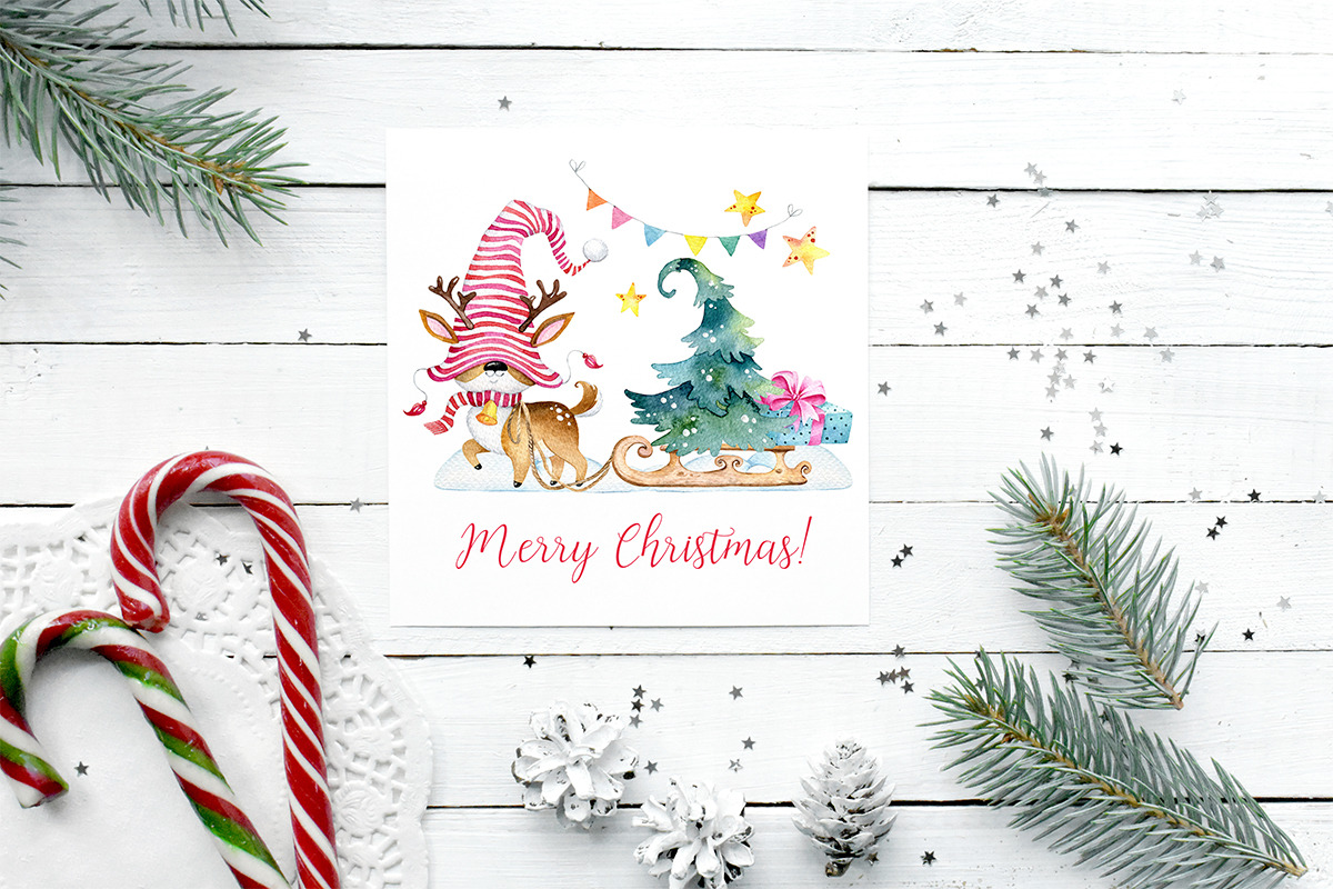 Cute Christmas Gnomes Clipart, an Animal Illustration by SimpleWishesArt (Photo 8 of 9)