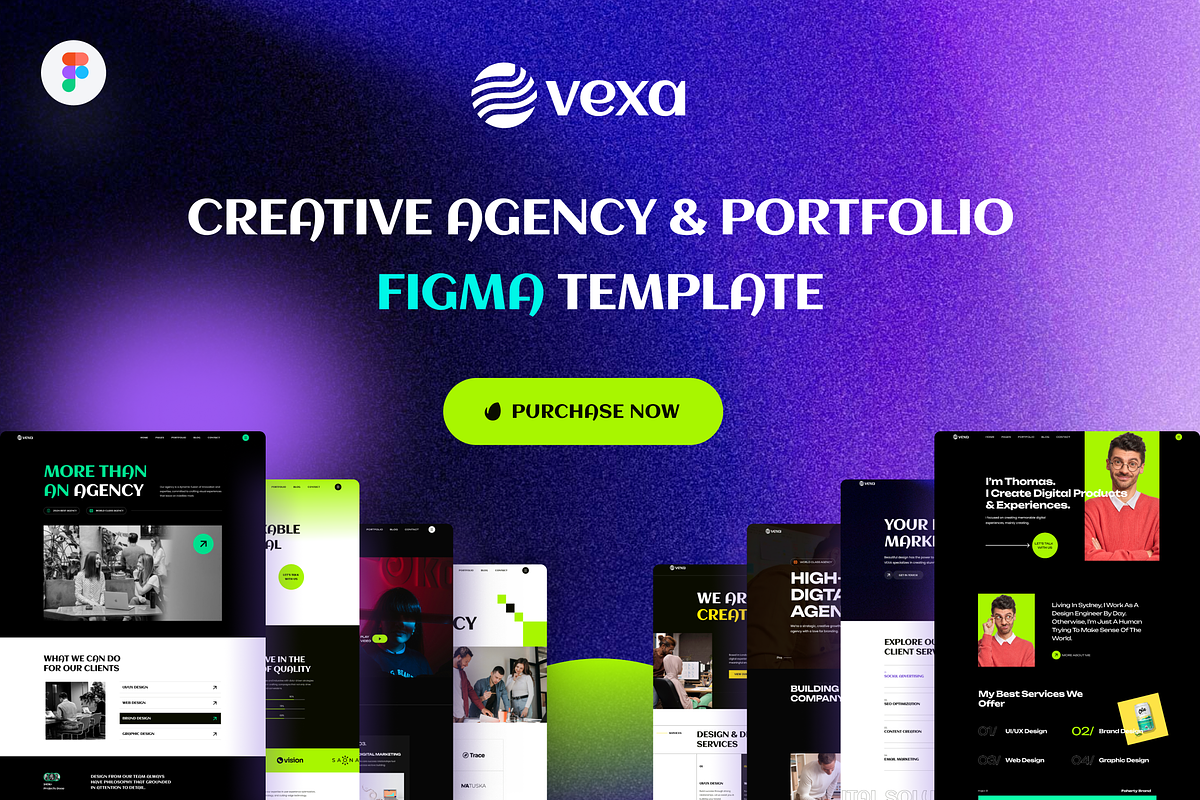 VEXA -Creative Agency Figma Template, an UI Kit Template by AliThemes (Photo 1 of 9)
