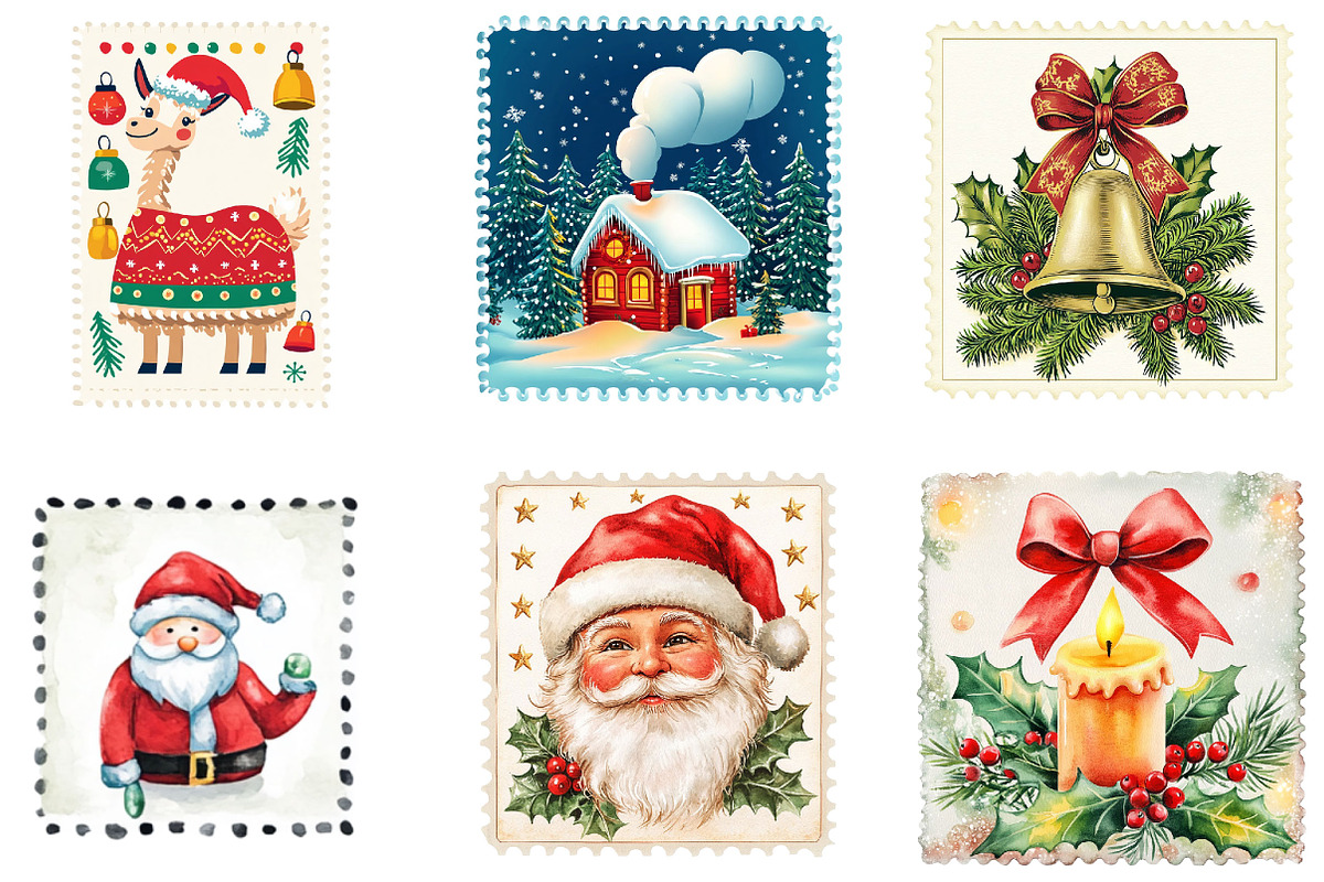 Christmas Stamp Clipart Bundle, a Seasonal Illustration by Designking (Photo 3 of 3)