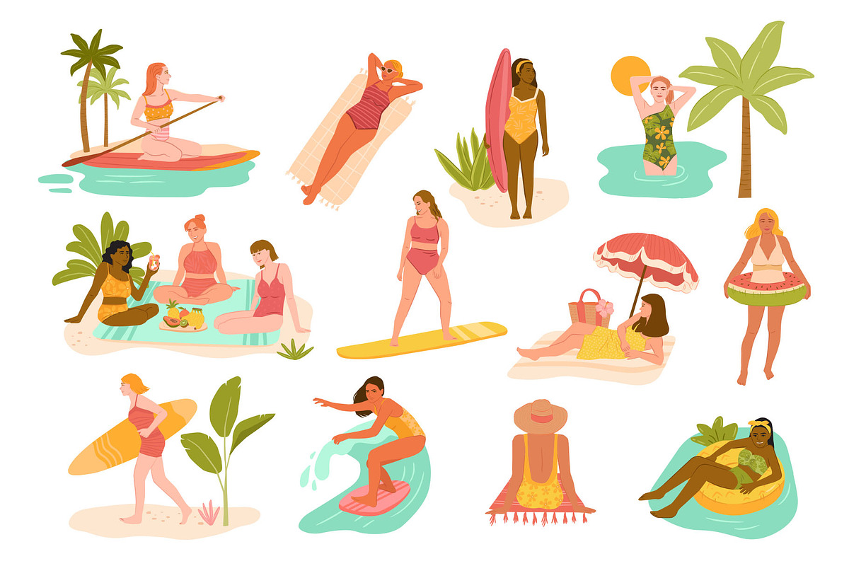 Tropical Summer Beach Illustrations, a Background Graphic by CreativeChristiana (Photo 4 of 14)