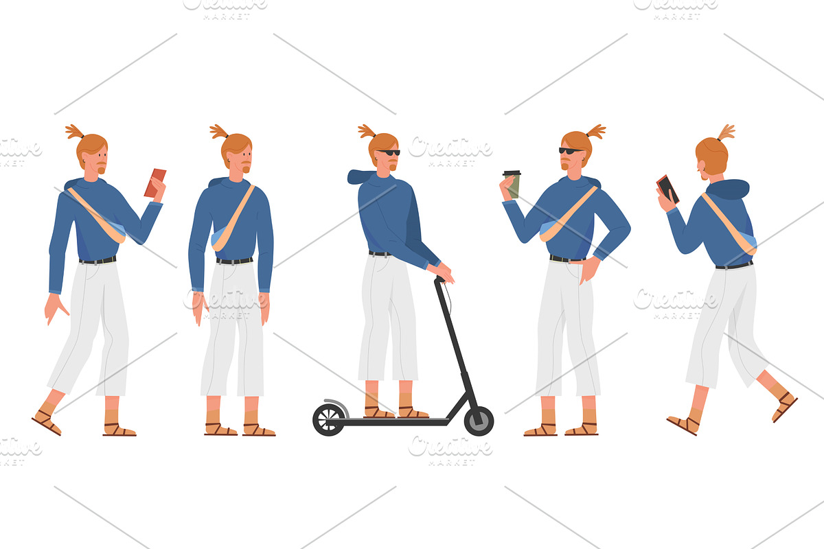 Trendy Young Man Poses in Urban, a Person Illustration by Flashvector