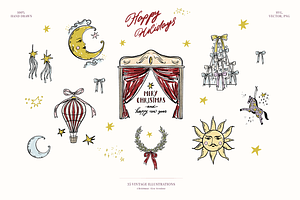 Vintage Christmas Circus art, a Decorative Illustration by Summer Nightingale Art