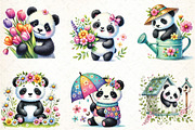 Cute Spring Panda Clipart, an Illustration by DreamCafeArt (Thumbnail 3 of 4)