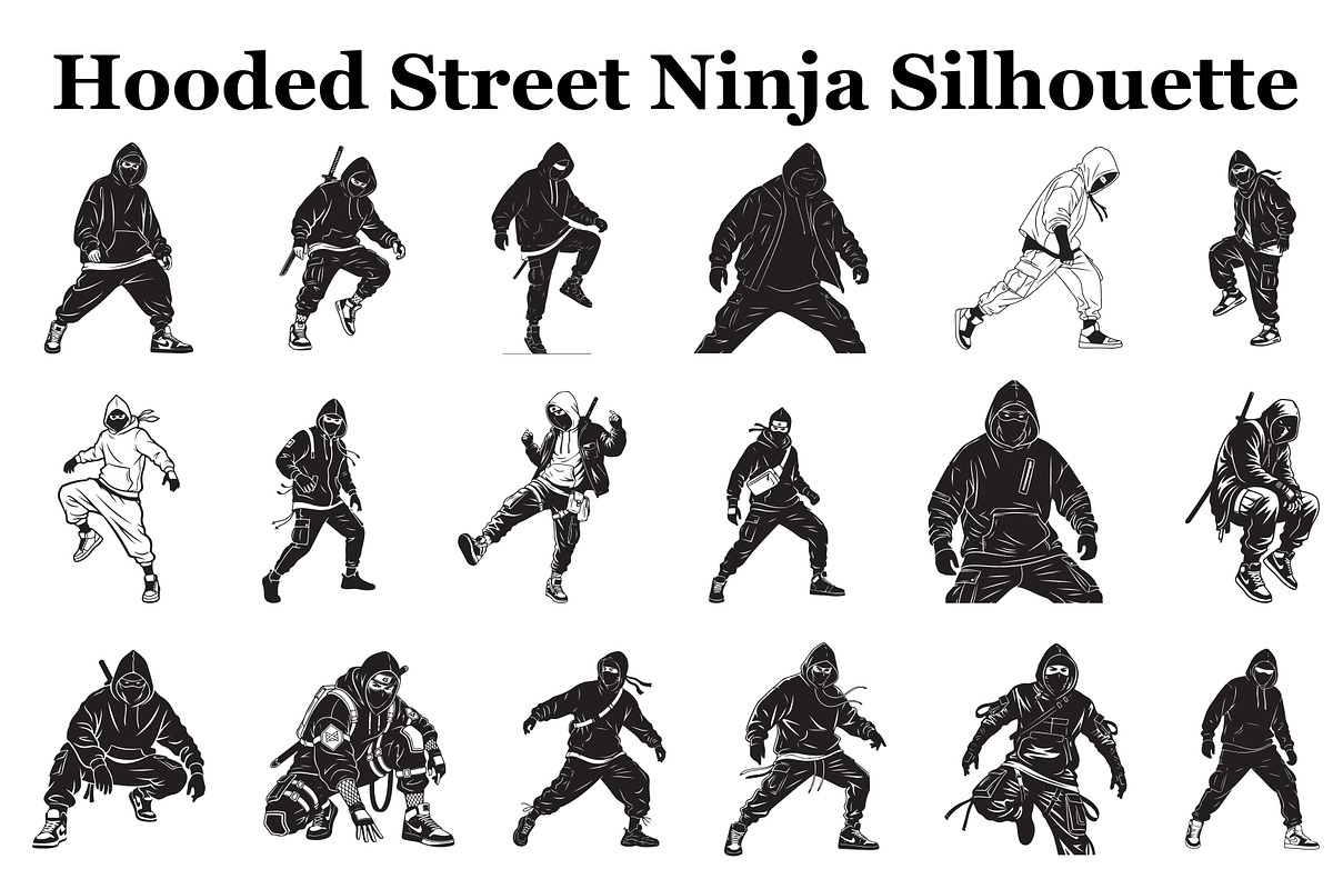 Hooded Street Ninja Silhouette, a Graphic by Gfx_Store (Photo 1 of 10)