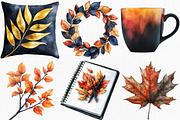 Watercolor Black Autumn Clipart, an Illustration by Canvas Craft (Thumbnail 3 of 7)