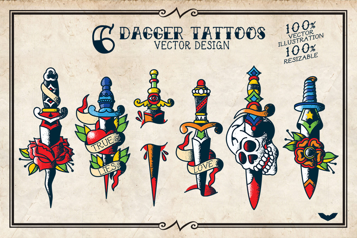 6 Dagger Tattoos, an Illustration by PaperBat (Photo 2 of 5)