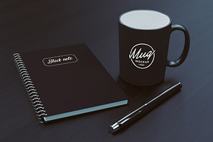 Coffee Mug Mockup on Black Table