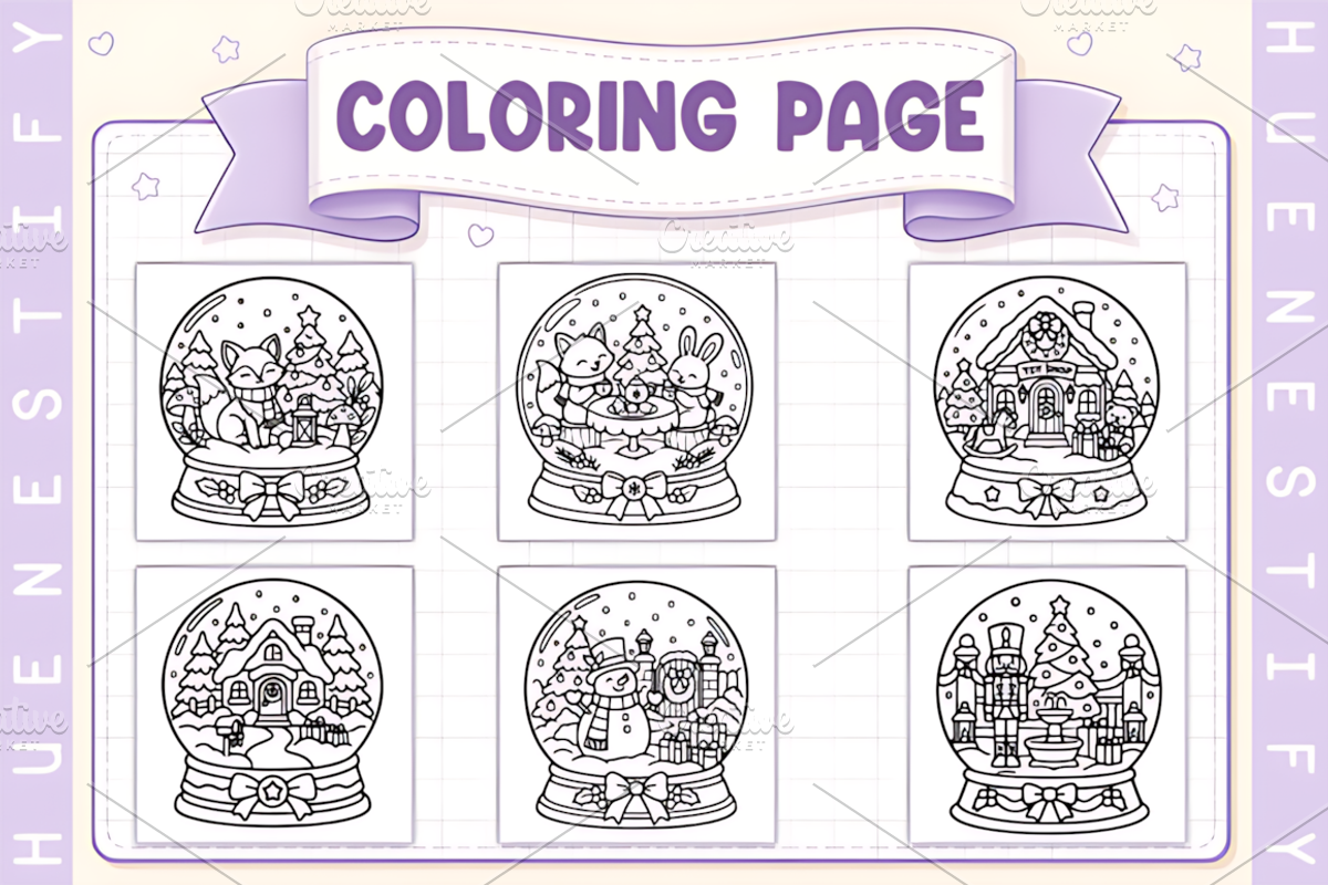 Snow Globe Bold Easy Coloring Book, a Seasonal Illustration by Design Station (Photo 2 of 3)
