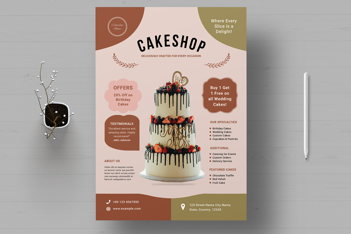 Cake Shop Flyer Template, a Flyer Template by MightyDesign (Photo 1 of 8)