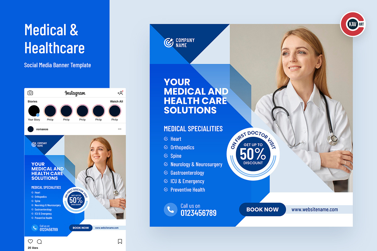 Medical Healthcare Banner, a Social Media Template by C-Kav