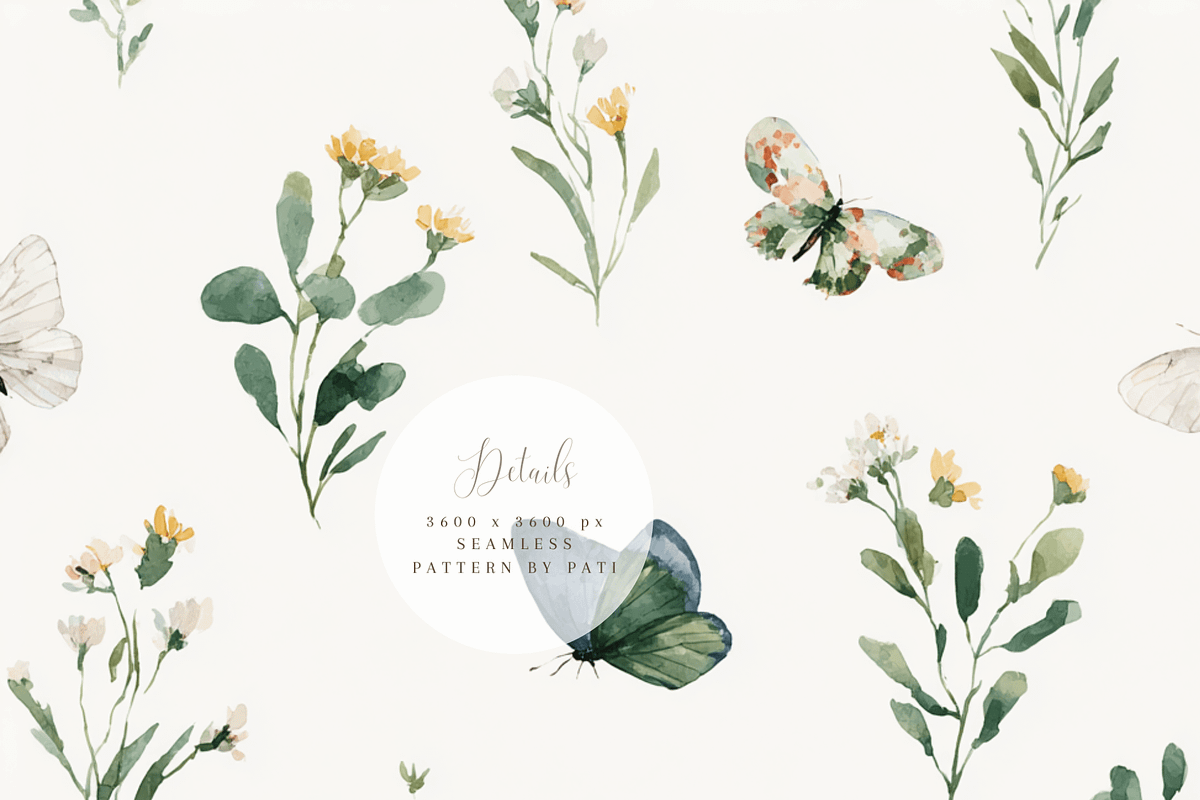 Seamless Watercolor Butterflies and, a Pattern Graphic by Pati Charm Studio (Photo 6 of 8)