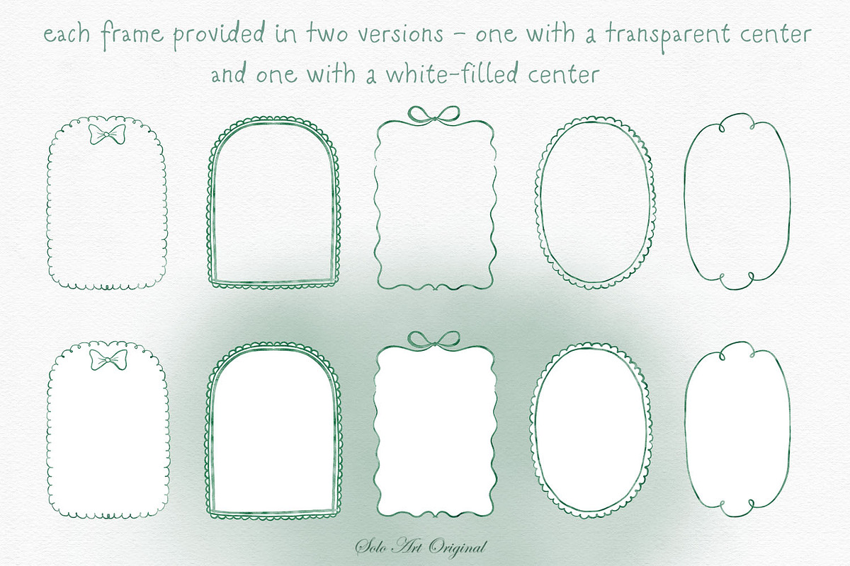 Sage Green Watercolor Bows Frames, a Background Graphic by Solo Art Original (Photo 4 of 14)