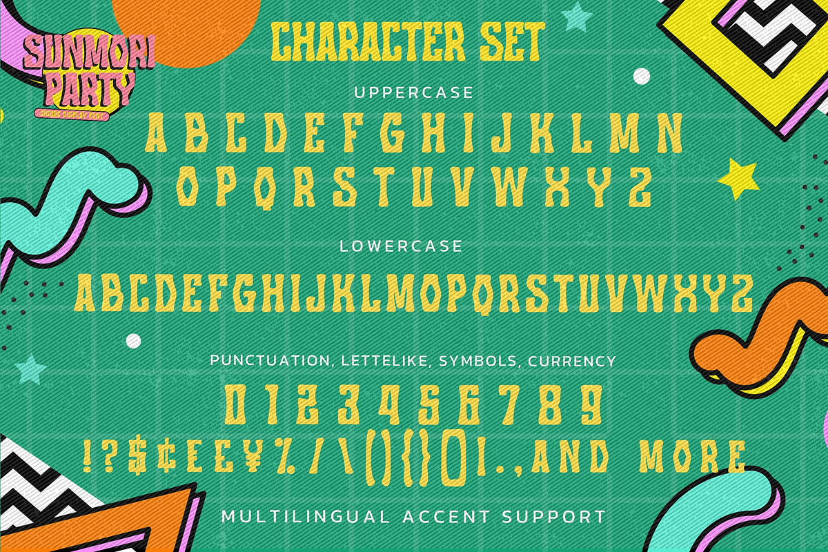 Sunmori Party - Unique Display Font, a Font by Gassstype (Photo 8 of 8)