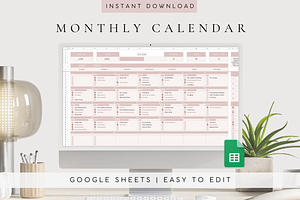 Monthly Calendar Google Sheets