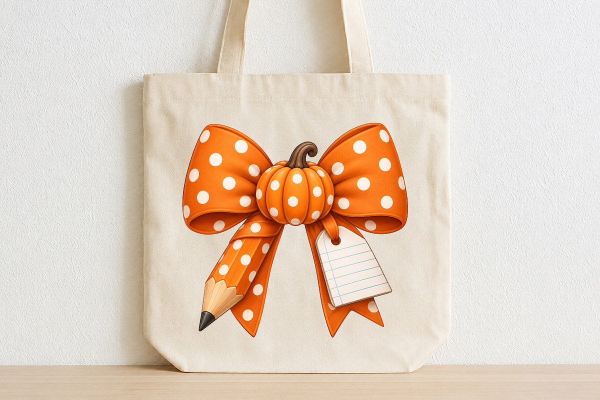 Personalized Fall Pumpkin Pencil Bow, a Seasonal Illustration by CraftArtStudio (Photo 2 of 4)
