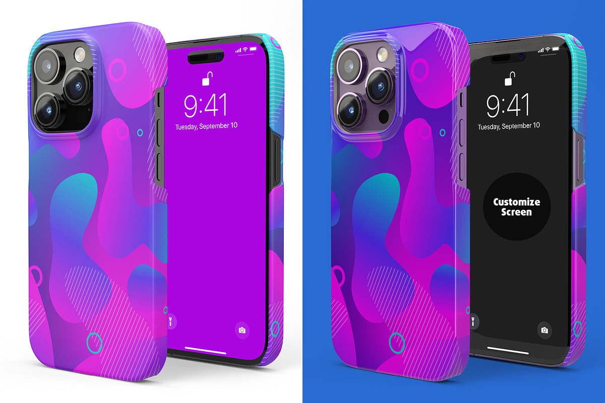 Phone 14 Pro Snap case Mock-up, an iPhone Mockup by Colatudo Store (Photo 8 of 9)