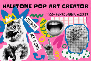 Halftone Mixed Media Collage Kit, an Object Graphic by Le.nart
