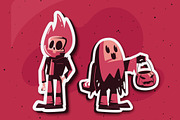 Retro Halloween Sticker Set, a Templates & Theme by studiogstock (Thumbnail 2 of 5)