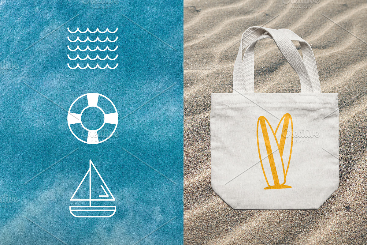 15 Summer Beach Line Icons, an Outline Icon by Type Twice (Photo 3 of 3)