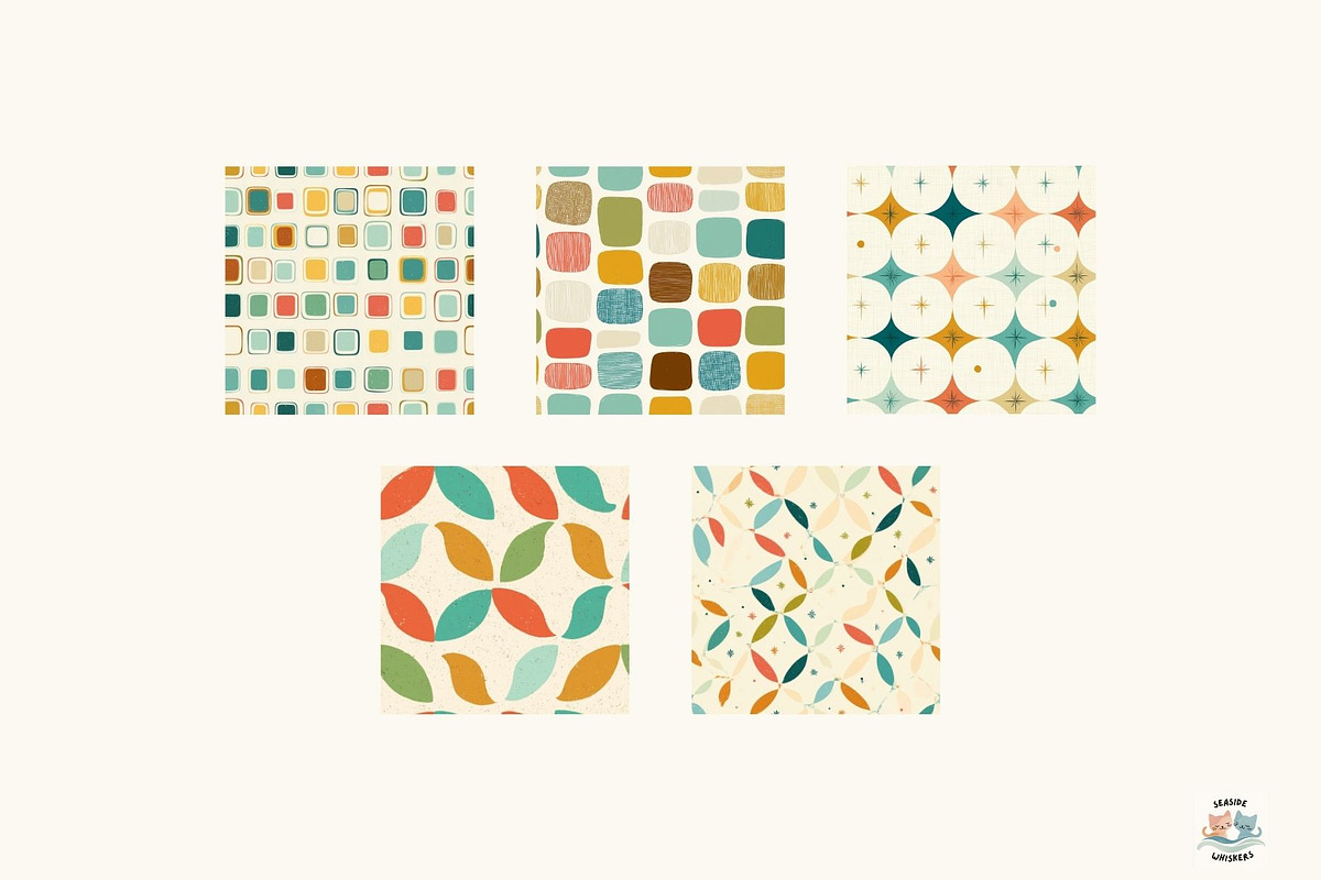 Mid Century Pop Modern Digital Paper, a Texture Illustration by Seaside Whiskers (Photo 2 of 6)