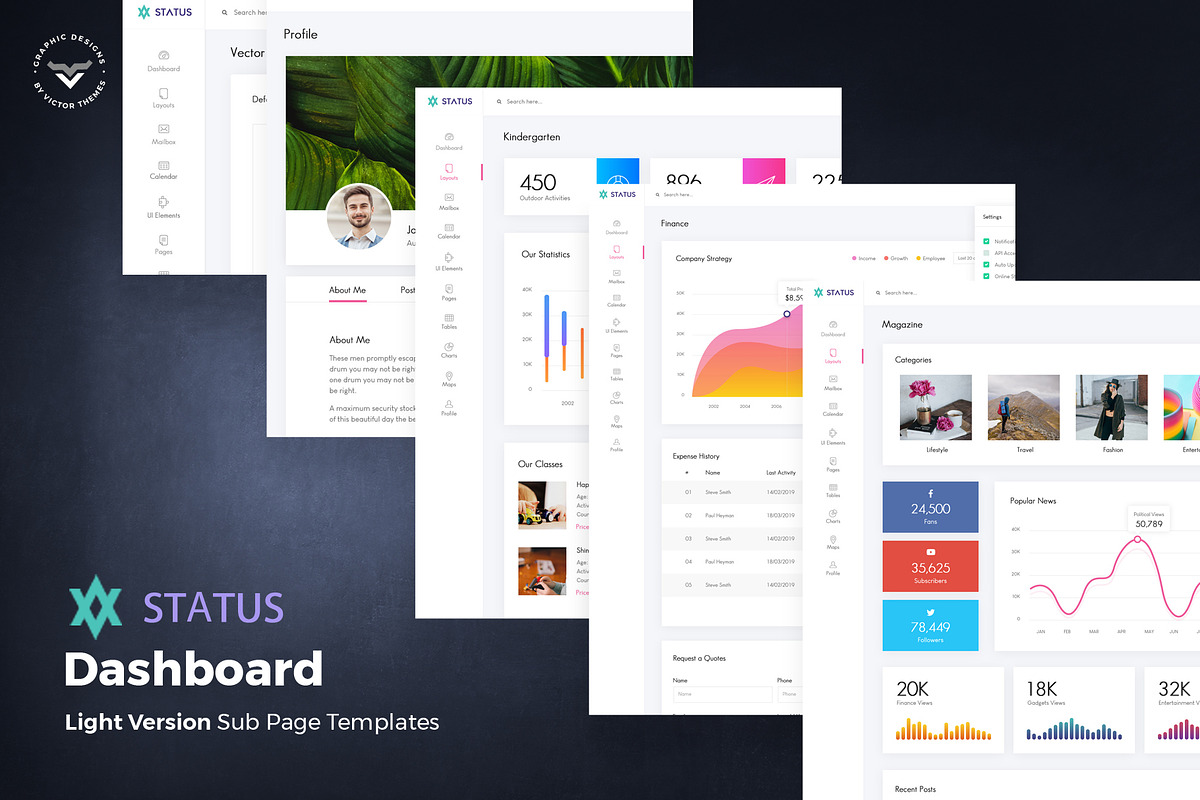 Status - Admin Dashboard PSD Templat, an UI Kit Template by VictorThemes